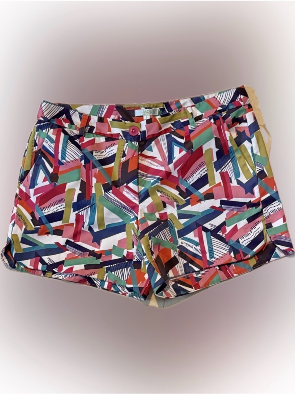 Jade Multicolor Geometric Print Shorts -Fabulous Find! Perfect Slashes Of Color